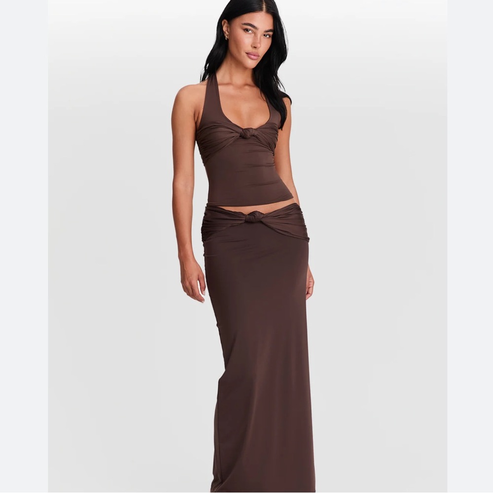 Elegant Brown Maxi Skirt